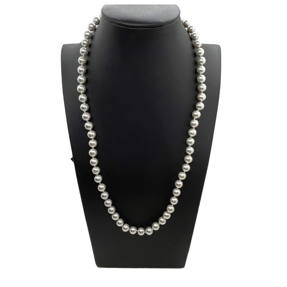 Monet Faux Pearl Necklace Silver Tone New with Tag Vintage Deadstock 24 inches